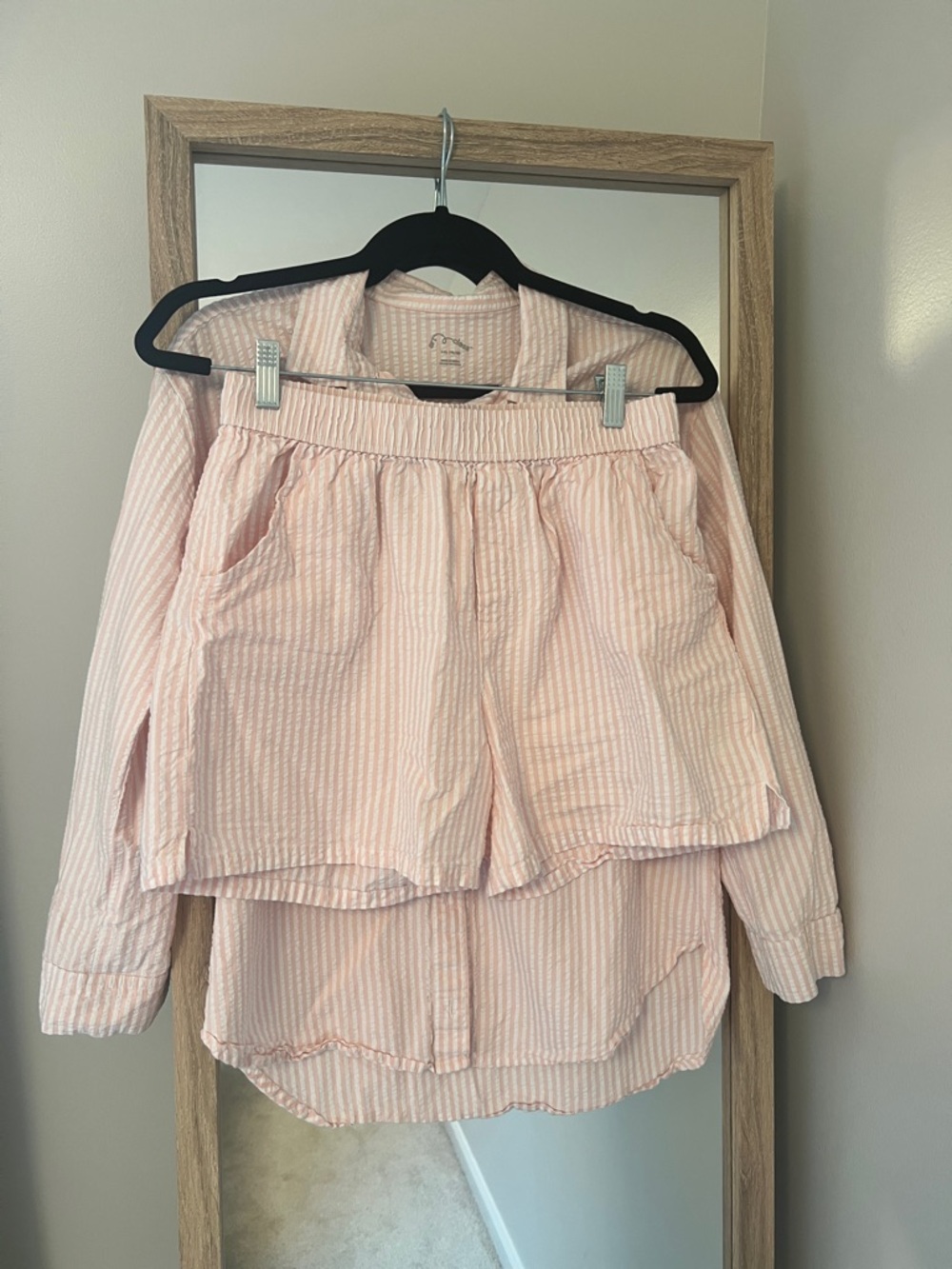 Light Pink Striped Two-Piece Lounge Set